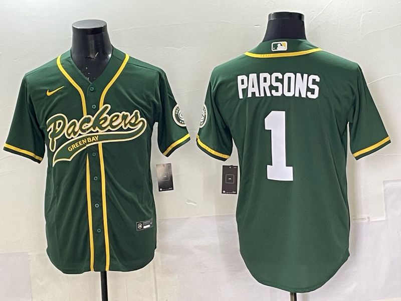 Men 2025 Nike Green Bay Packers #1 Parsons Green Joint Name  Limited NFL Jersey style 042
